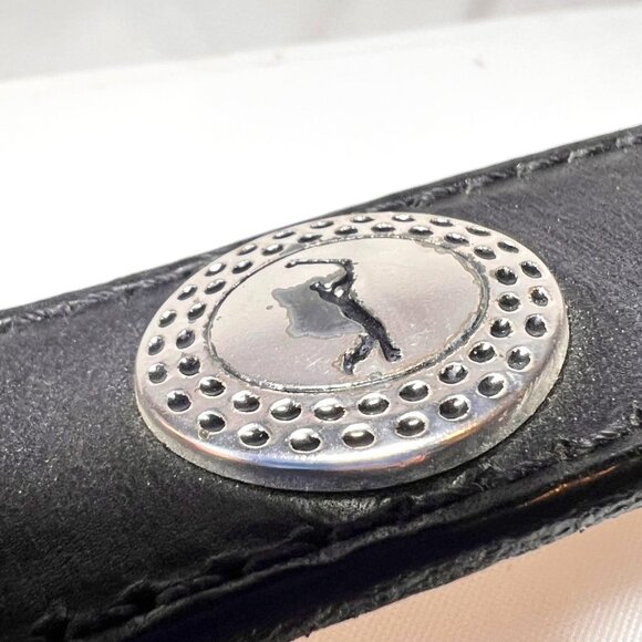 RGA Four By Danbury Asso.-Men's Golf Black Leather Belt-Silver Buckle-Casual - Picture 2 of 15